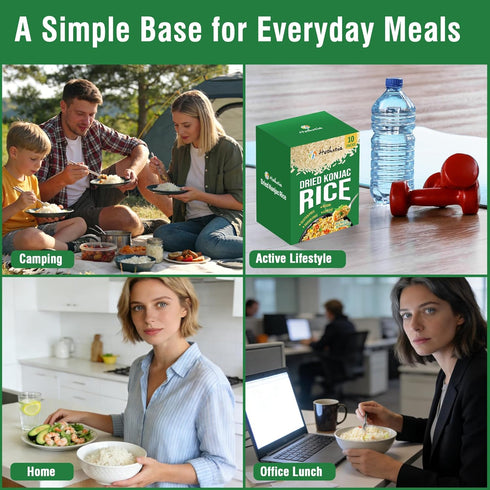 10 2.12oz Packs Hethstia Dried Shirataki Rice, Vegan Konjac Dry Rice, Diet-Friendly Instant Healthy Meal, Gluten Free