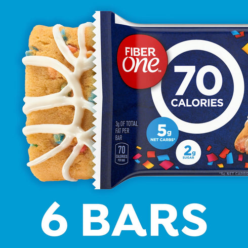 Fiber One 70 Calorie Birthday Cake Soft-Baked Snack Bars, 6 ct