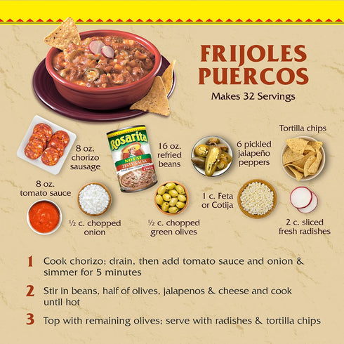 Rosarita 16 oz No Fat Refried Beans with Zesty Salsa
