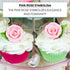 24 Count Global Sugar Art Premium Wedding & Party Edible Rose Cake & Cupcake Sugar Flowers, Pink, with Leaves by Chef