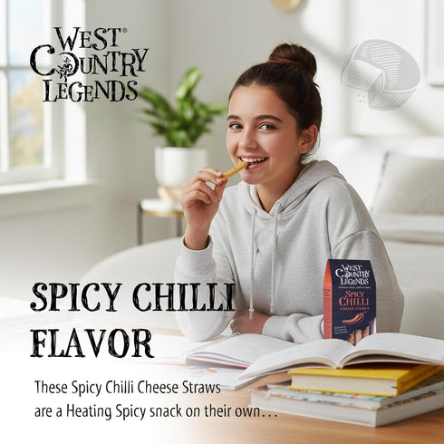 West Country Legends 100g Pack 2 Spicy Chilli Cheese Straws Traditional Cheddar Cheese Straws with a Spicy Kick Oven