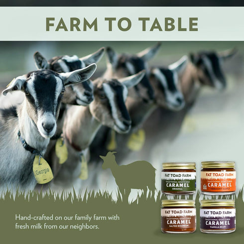 2oz, Fat Toad Farm Petit Quartet, Traditional Goats Milk Caramel Sauce, Original, Salted Bourbon, Vanilla Bean, Vermont
