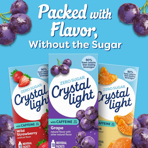 10-Packet (Pack 8) Crystal Light On The Go Energy Grape - Caffeine Energy Releasing, Boxes