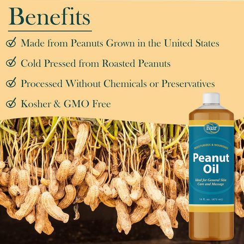 (16 Baar Expeller, Cold Pressed Peanut Oil from Roasted Peanuts Grown in The United States - Kosher - GMO and Solvent