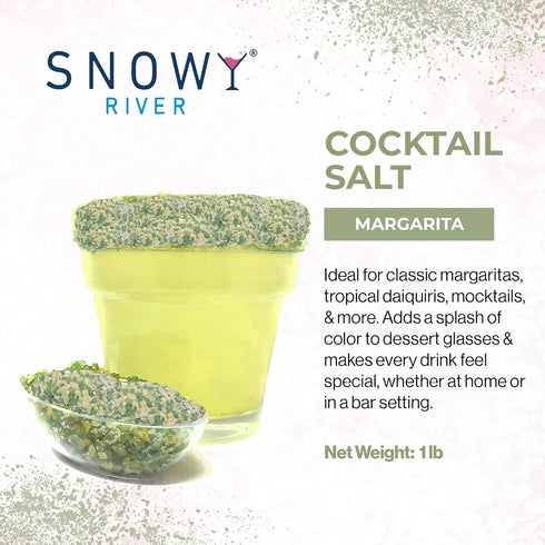 Rimming (1lb Snowy River Margarita Salt Blend - All Natural Salt for Margaritas & Cocktails, Culinary & Decorative