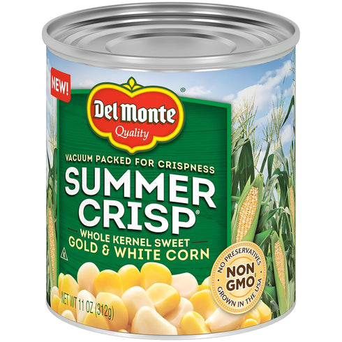 Summer 11 oz Del Monte Crisp Whole Kernel Gold and White Corn, Can