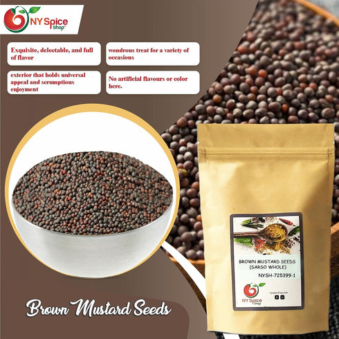 5 (lbs.) Brown Mustard Seeds (Sarso Whole) - Whole Mustard Seeds - Mustard Seed - Mustard Seeds for Cooking - Whole