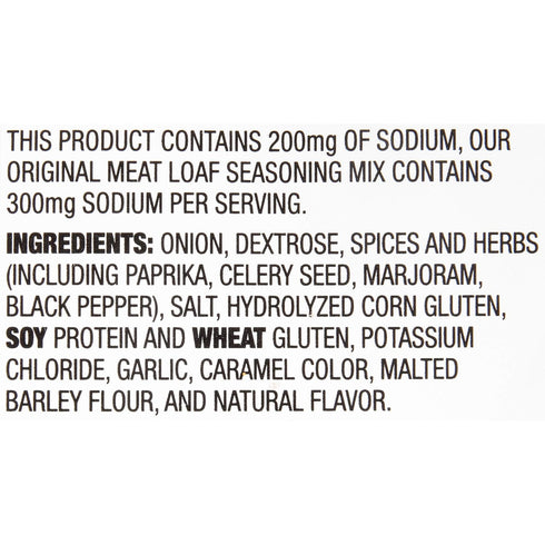 30% Sodium,1.25 (Pack 12) McCormick Meat Loaf Seasoning Mix with Less Ounce