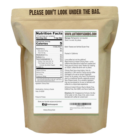Anthony's Instant Chicory Root, 8 oz, Gluten Free, Caffeine Free, Non-GMO Coffee Alternative