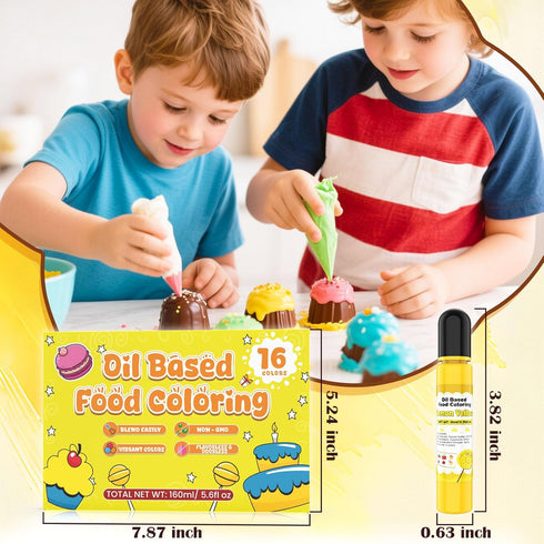 16 Set 0.35 Fl.Oz/Bottles Oil Based Food Coloring for Chocolate - Colors Concentrated Oil Food Dye, Food Grade Dye