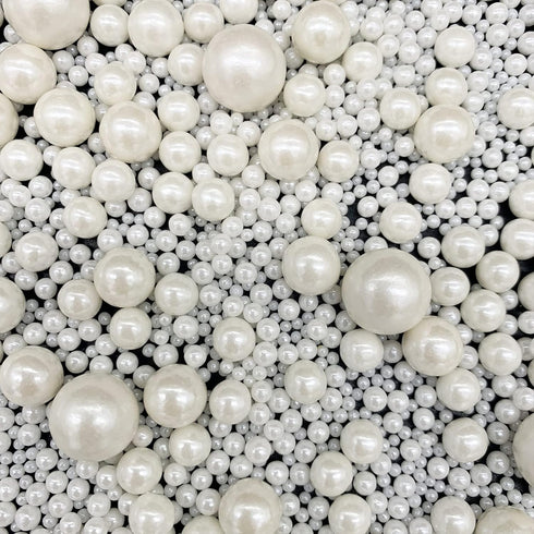 Weraru Edible White Pearl Sugar Sprinkles, 130g Candy for Baking, Cake Decorations, Cupcake Toppers