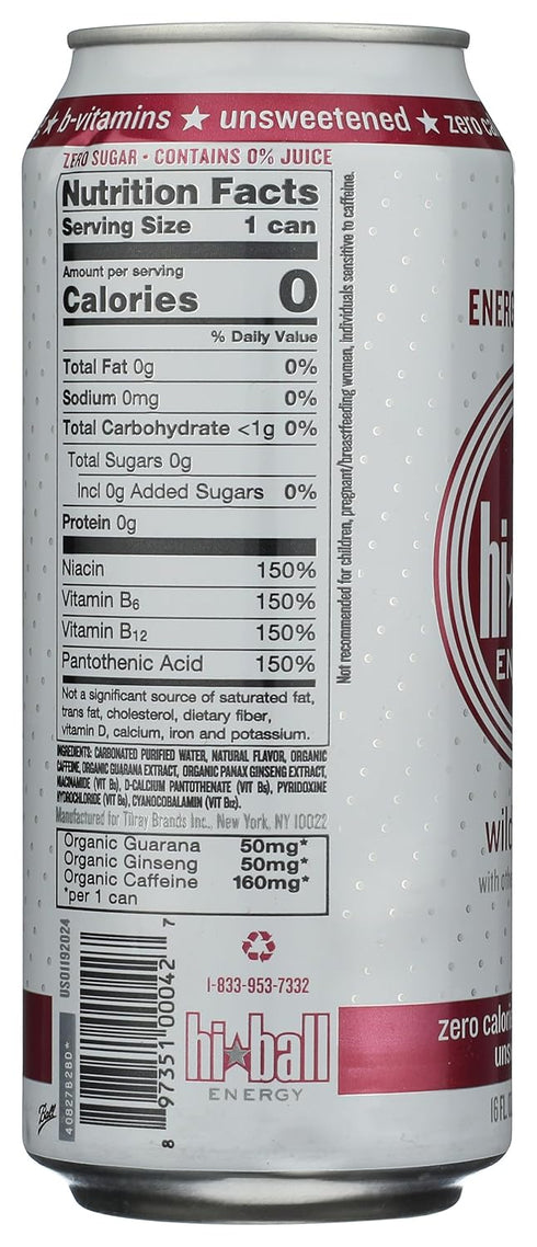 16 Oz Hi-Ball Wild Berry Sparkling Energy Water, Fl