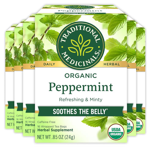 Traditional Medicinals Tea, Organic Peppermint, Soothes Your Belly, Refreshing & Minty, 96