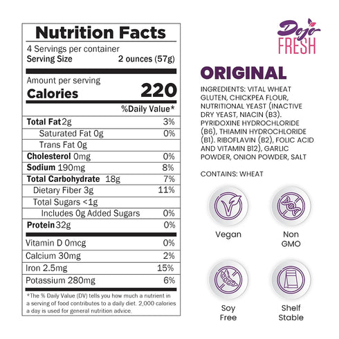 32g (8 oz, Pack 1) Dojo Fresh Original Plant Protein Mix Plant Based Meat Alternative for Meatless Crumbles Nuggets