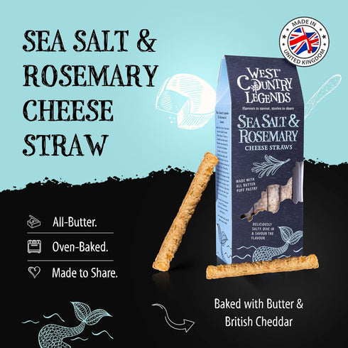 West Country Legends 100g Pack 1 Sea Salt & Rosemary Cheese Straws Traditional Cheddar Cheese Straws with Sea Salt