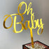 Baby Shower Cake Topper, Larger Size Acrylic Mirror Gold “OH BABY” Sign for New Baby Party Decorations