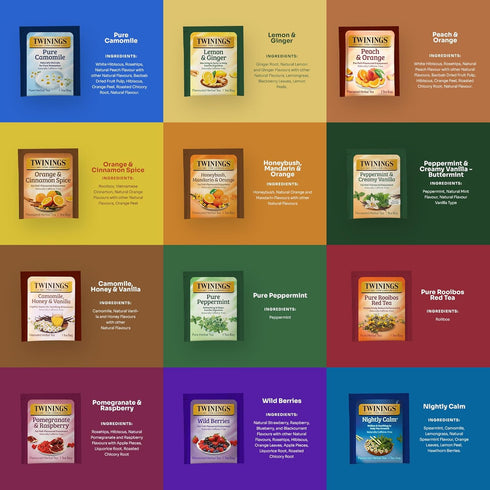 Twinings 48 Pack 12 20 Set Tea Bags Herbal Variety Herbal Flavors with Honey Sticks, Perfect Tea Gift for Any Occasion