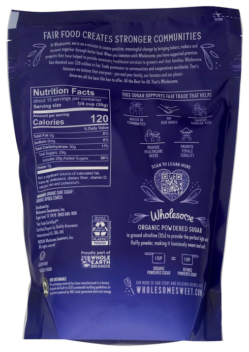 1 lb Wholesome Sweeteners, Powdered Sugar, Fair Trade Organic
