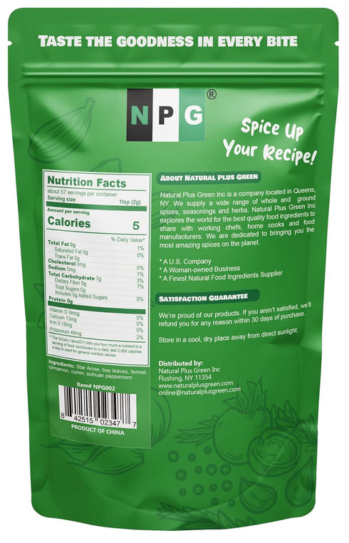 NPG Authentic Chinese Five Spice Powder, 4 Ounces Gluten Free All Natural Ground Mixed Spice Seasoning for Asian Cuisine