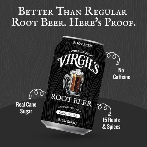 12oz 24 Pack Virgil's Handcrafted Root Beer - Rich Bold Flavor - Cans