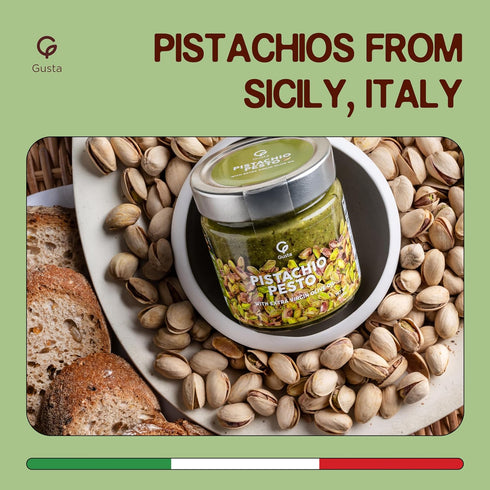 3 6.35oz Authentic Italian Imported Pistachio Pesto Savory Sauce - Only Ingredients - Creamy Gourmet Spread for Pasta