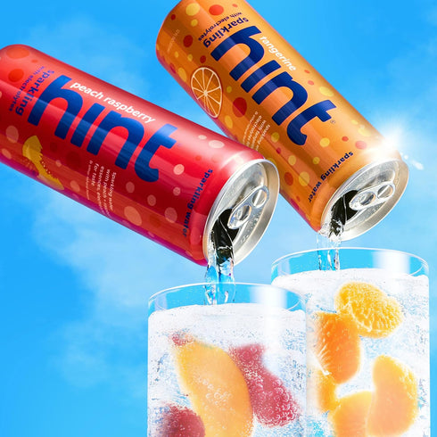12 Oz (Pack 12) Hint Sparkling Water, Peach Raspberry - Canned Flavored Water Beverages with Electrolytes, Zero