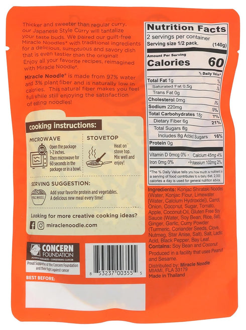 9.9 Miracle Noodle, Noodles Japanese Curry, Ounce