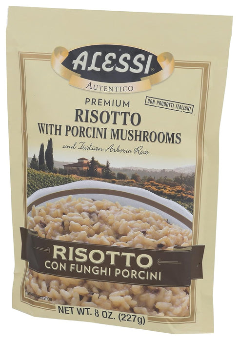 8oz Pack 1) Alessi Autentico, Premium Seasoned Risotto, Italian Arborio Rice, Easy to Prepare, (Porcini Mushroom