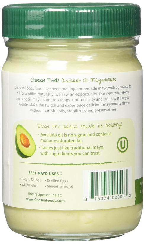 100% (12 oz) (Pack 2) Chosen Foods Avocado Oil-Based Classic Mayonnaise, Gluten & Dairy Free, Low-Carb, Keto Diet