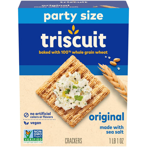 Triscuit Original Whole Grain Wheat Crackers, Vegan Crackers, Healthy Snacks, Lunch Snacks,