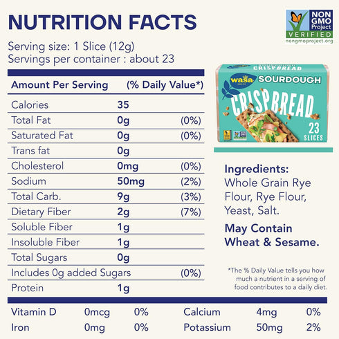 Pack (Pack 4), Wasa Crispbread Variety of Sourdough and Whole Grain, Crackers, Non-GMO Ingredients, Fat Free