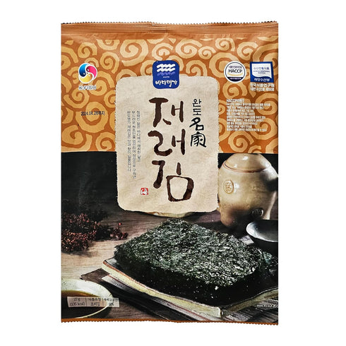 K-SEAFOOD PAVILION Badamyeongga Korean Seaweed Seasoned Laver, Premium Jarae Laver, 7 sheets