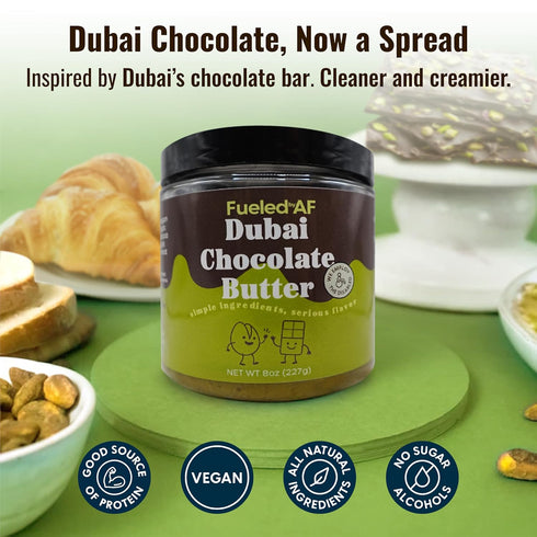 Fueled by AF 8 Fueled AF Dubai Chocolate Spread Vegan, Keto, and Paleo Friendly, Ounce (Jar)