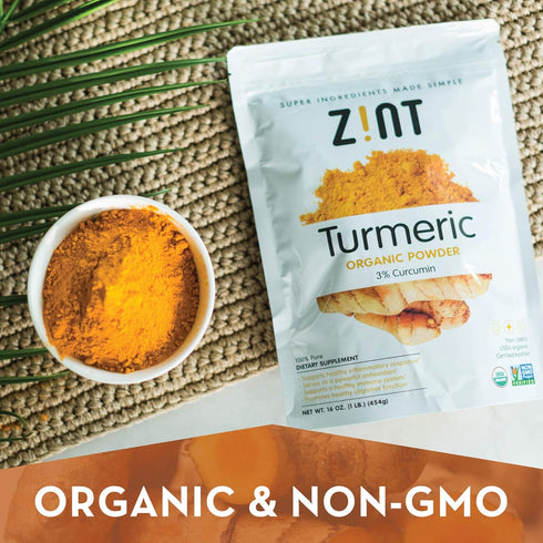 Zint Organic Turmeric Powder (16 oz) - Raw Turmeric Root Curcumin Powder for Cooking and Smoothies