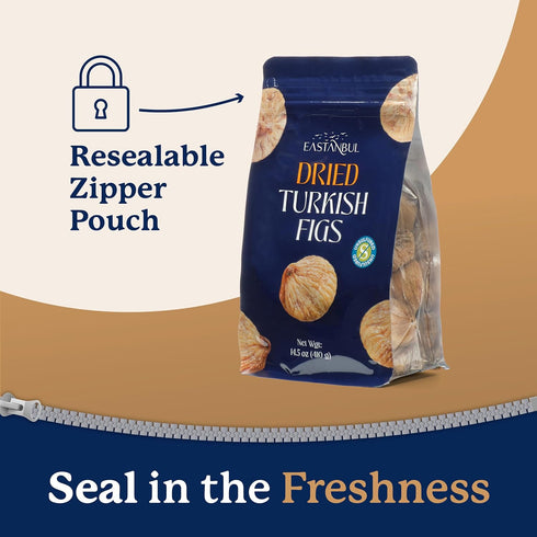 14.5oz, 100% Eastanbul Turkish Dried Figs Whole, No Sugar Added Whole Turkish Figs, Sweet and Soft, Premium Fruit