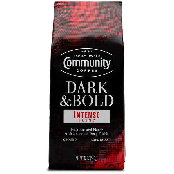 Community Coffee Dark & Bold Intense Blend, Dark Roast Ground Coffee, 12