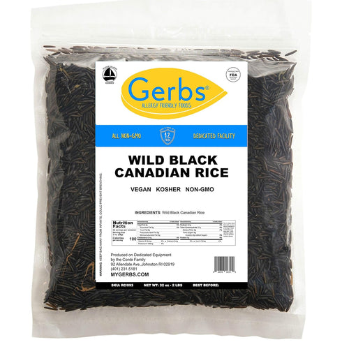 2 lbs. 14 Gerbs Wild Black Rice | No Artificial Additives, Resealable Bag | Naturally Nutty & Chewy | Top Allergen-Free