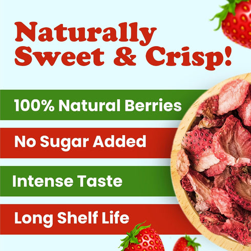 8 100% Food to Live Organic Freeze-Dried Strawberries, Ounces Natural Berries, No Sugar Added, Vegan and Nutritious