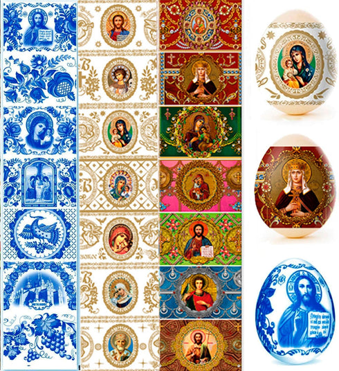 Decorative Easter Egg Wraps Russian Icons Religious Orthodox Dying Kit Dye -