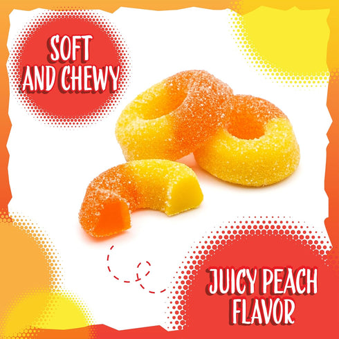 Gummy 1-Pound Gummies Gummy Peach Rings Candy Bag | Classic Sweet and Sour Candy | Soft Peach for Snacking, Dessert
