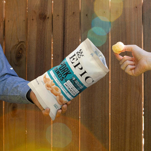 2.5 oz EPIC Sea Salt and Vinegar Pork Rinds, Keto Friendly, Protein Snacks