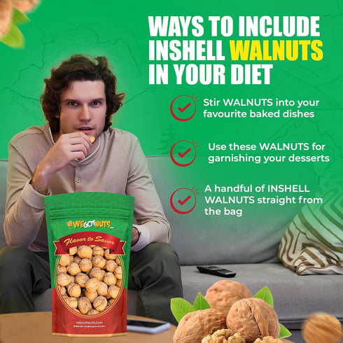 2 lbs Package Raw California Walnuts In Shell -Premium Quality Whole & Unsalted Walnuts By We Got Nuts Natural Healthy