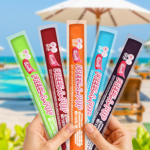 24 Count Pack Frozen Freeze Pops, Ice Pops Bulk of Refreshing Assorted Flavors, Enjoy Popsicles and Ready Anytime