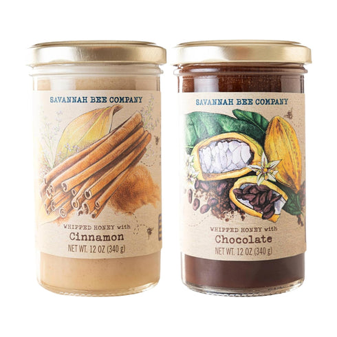 Set 100% 12 Oz Whipped Honey Gift by Savannah Bee - Creamy, Smooth, Spreadable and absolutely Delicious - Natural