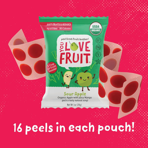 Pack, packed, Pack, 1.0 oz (Pack 12) YOU LOVE FRUIT - SOUR APPLE All Natural Fruit Snacks, Healthy Snack Real Fruit!