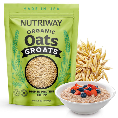 3 lb Pack NUTRIWAY Organic Oat Groats - High-Protein Whole Grain Oats - Vegan, Non-GMO, Pure & Raw - Perfect