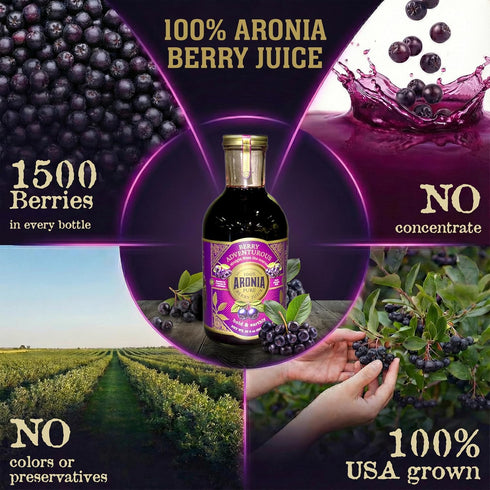 Berry Adventurous (30 Oz) 100% Packed Natural Aronia Berry Juice Fl Proudly USA Grown, Full Strength, Cold Pressed