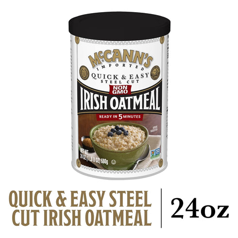 24 McCann's Irish Oatmeal, Quick & Easy Steel Cut Oats, Ounce