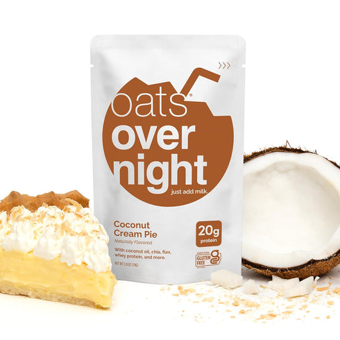 20g (2.8 oz (8 Pack) Oats Overnight Coconut Cream Pie - Overnight Oats with Whey Protein, High Fiber Breakfast Protein