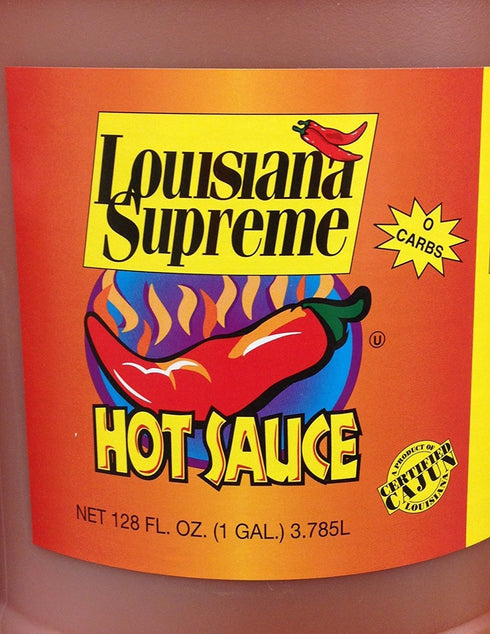 Louisiana Supreme 128oz Hot Sauce (1 Gallon) Certified Cajun, No Carbs (Pack of 1)